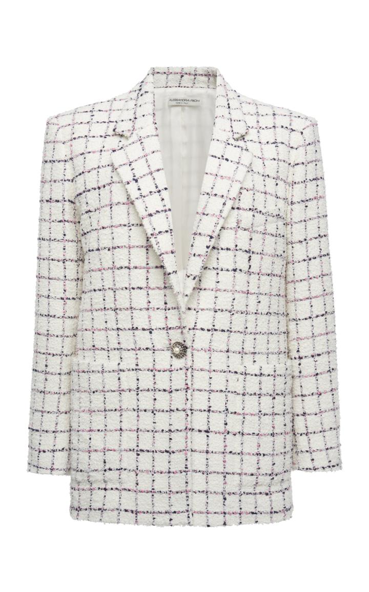 Moda Operandi Alessandra Rich Checked Boucle Tweed Blazer