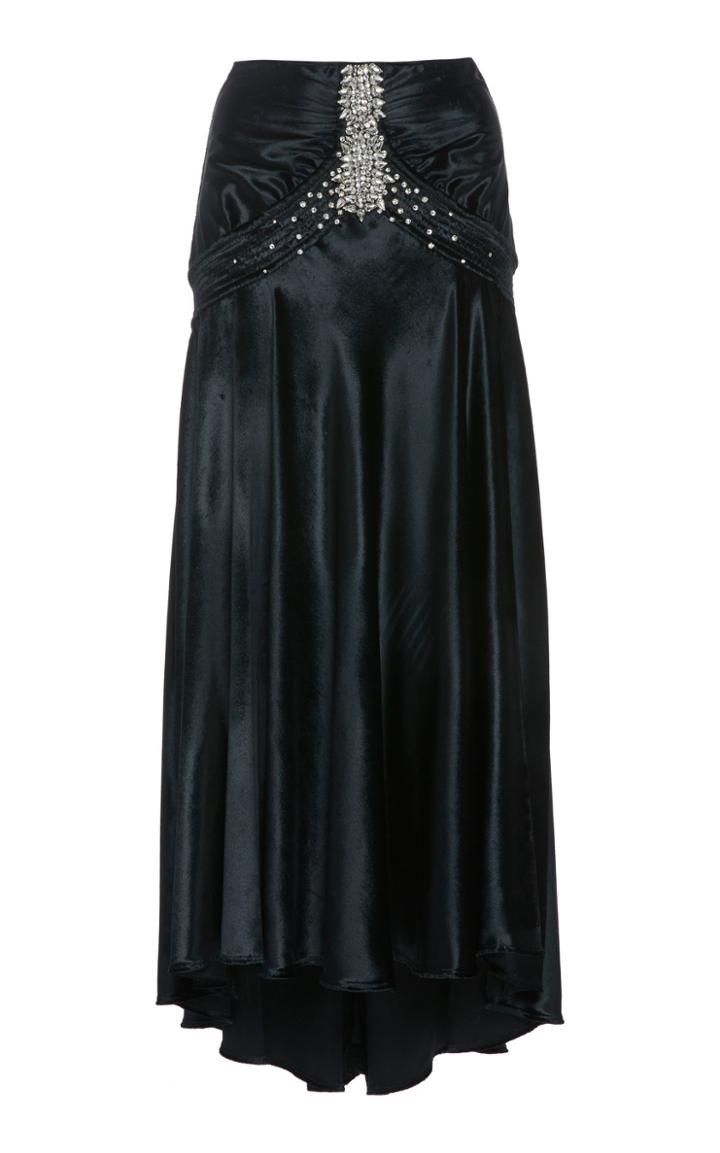Paco Rabanne Low-rise Velvet Embroidered Skirt