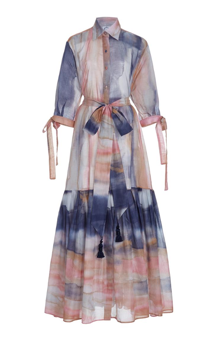 Evi Grintela Mouassine Tie-day Cotton Maxi Shirt Dress