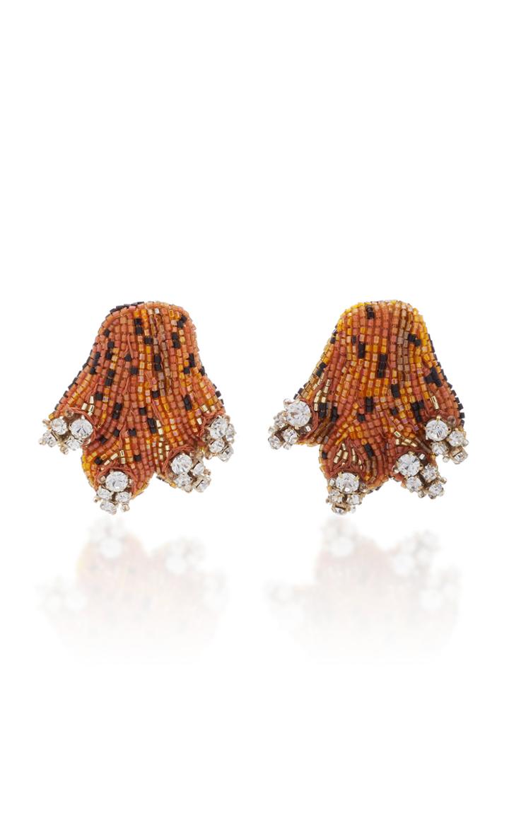 Rebecca De Ravenel Crystal Bead And Gold-plated Clip Earrings