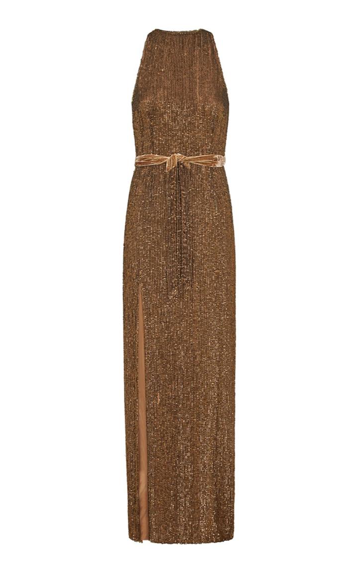 Retrofte Tzilly Sequin-embellished Belted Jersey Dress