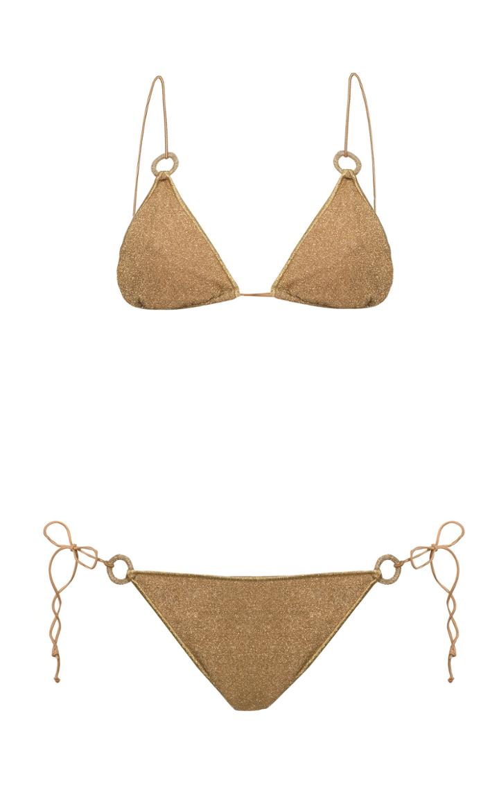 Oseree Embellished Stretch-lurex Bikini Set