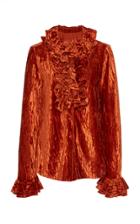 Anna Sui Ruffle-tiered Crinkle Velvet Blouse