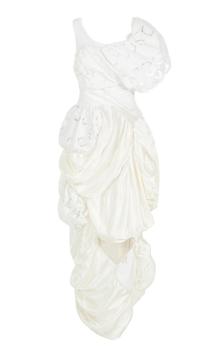 Moda Operandi Caroline Hu Asymmetrical Silk-lace Dress