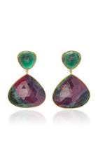 Bahina 18k Gold, Emerald And Ruby-in-zoisite Earrings