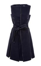 Paule Ka Sleeveless Cotton Dress With White Top Stitch Detail And Self Belt