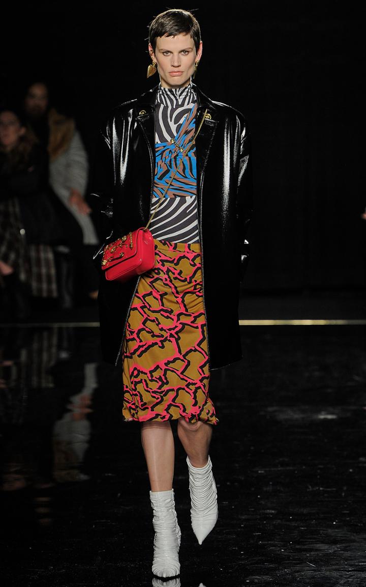 Versace Notched Collar Vinyl Coat