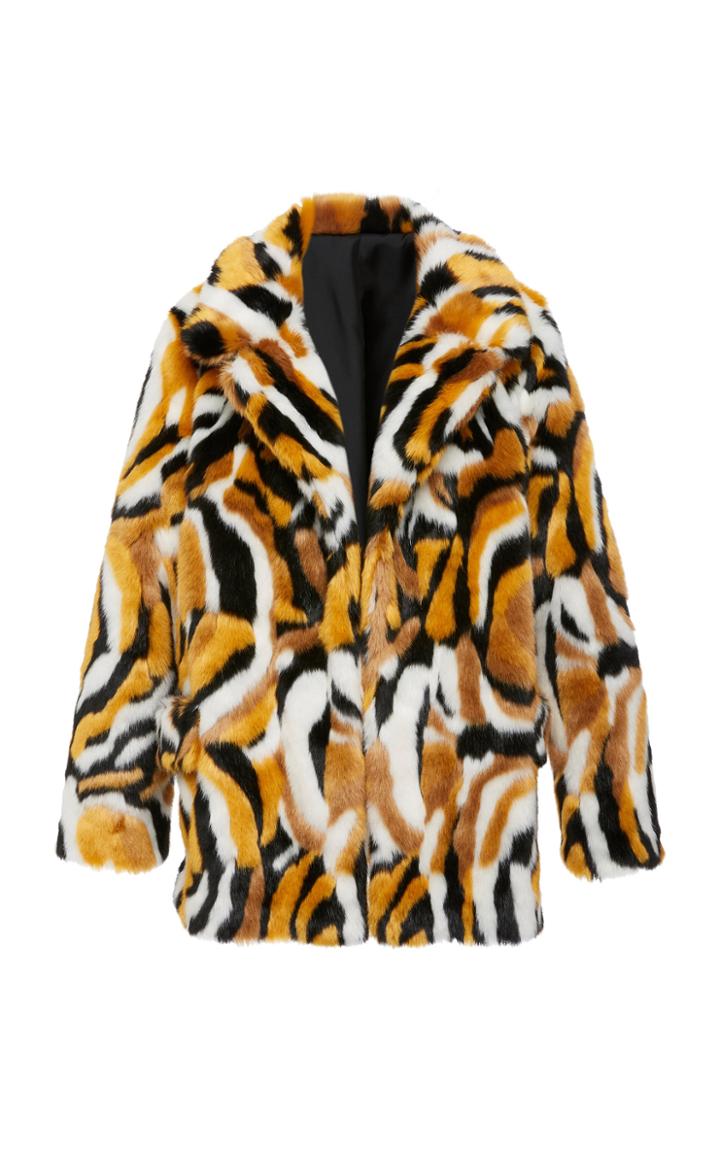 Anna Sui Marbled Tigress Faux Fur Jacket