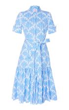 Carolina Herrera Printed Button Front Tie Waist Midi Dress