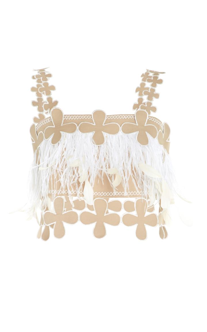 Huishan Zhang Lilly Feather Crop Top