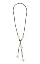 Joie Digiovanni Rockstar Pyrite, Pearl Lariat Necklace