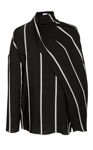 Noon By Noor Westport Striped Draped High-neck Top