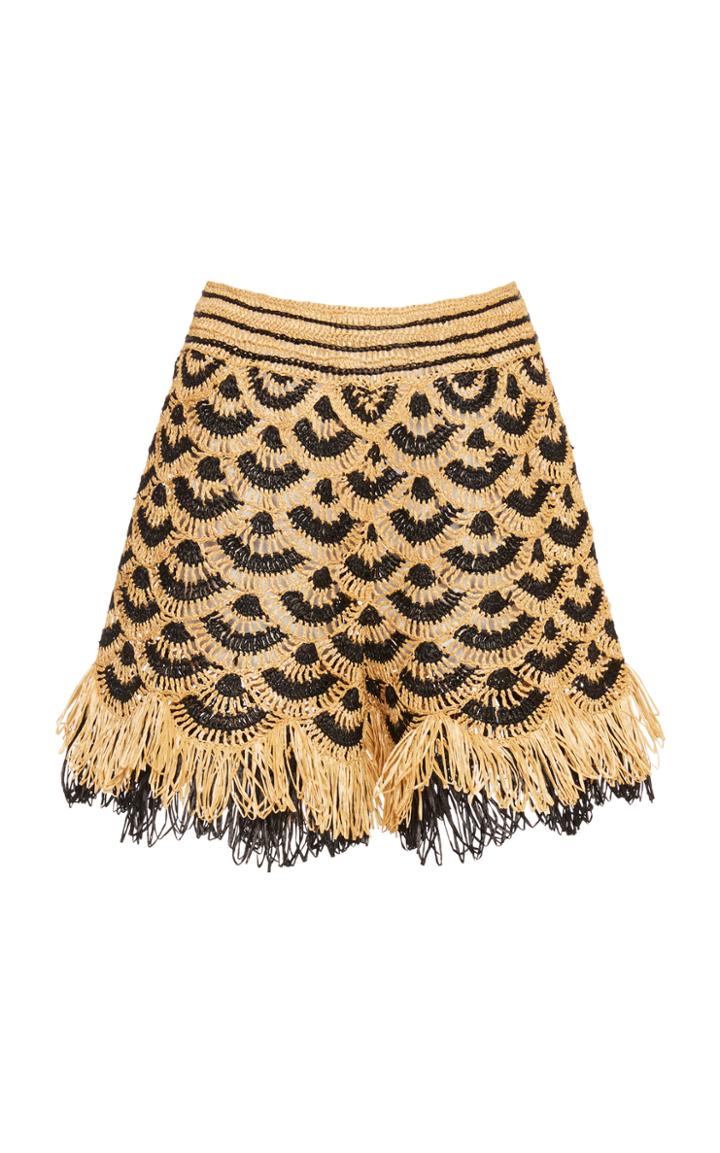Moda Operandi Oscar De La Renta Fringed Pointelle-raffia Shorts Size: 2