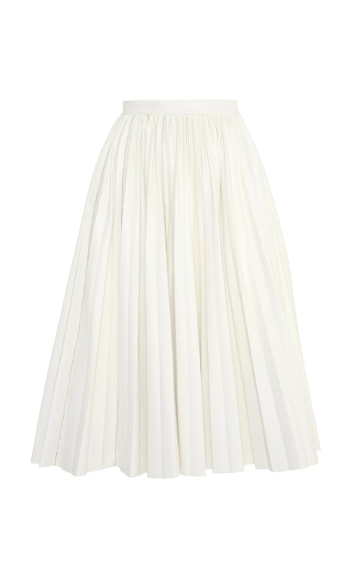 Anouki Pleated Crystal-embellished Leather-effect Midi Skirt
