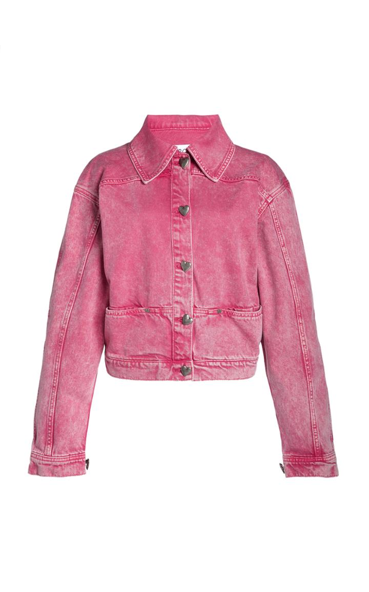 Moda Operandi Saks Potts Carmen Cropped Oversized Logo Acid-washed Denim Jacket