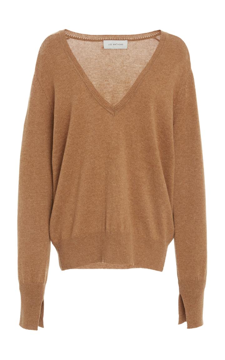 Lee Mathews Cashmere V Neck Boyfriend Sweater