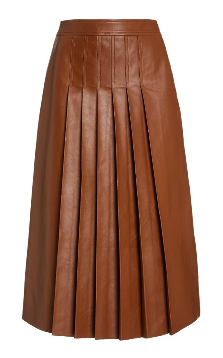 Moda Operandi Michael Kors Collection Plong Pleated Leather Skirt