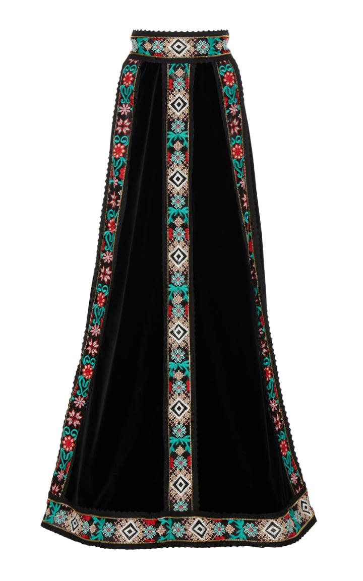Costarellos Velvet Cotton Maxi Skirt