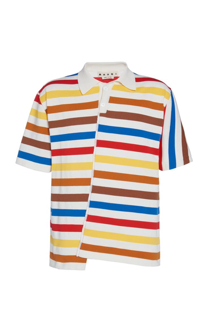 Marni Striped Asymmetrical Polo Shirt