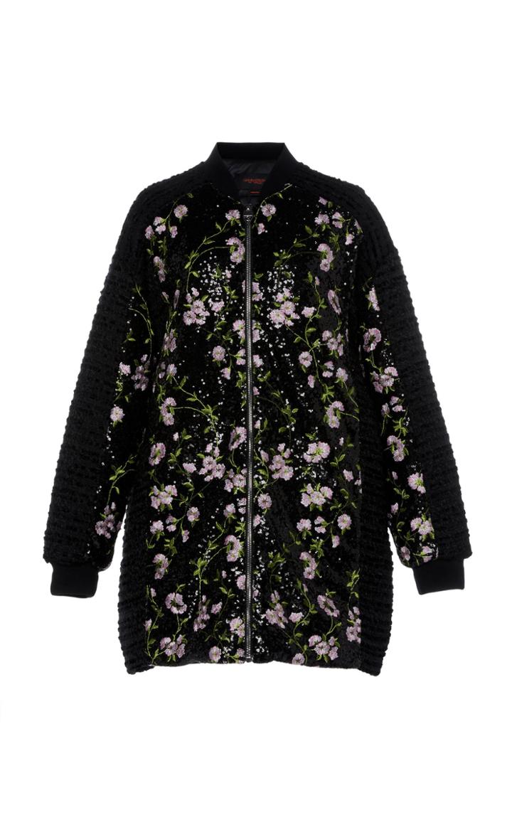 Giambattista Valli Oversized Sequin Embroidered Coat With Floral Appliques