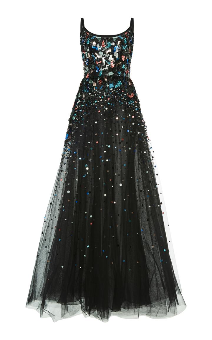 Elie Saab Sequin Embroidered Tulle Gown