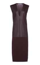 Agnona Leather-paneled Cashmere Dress