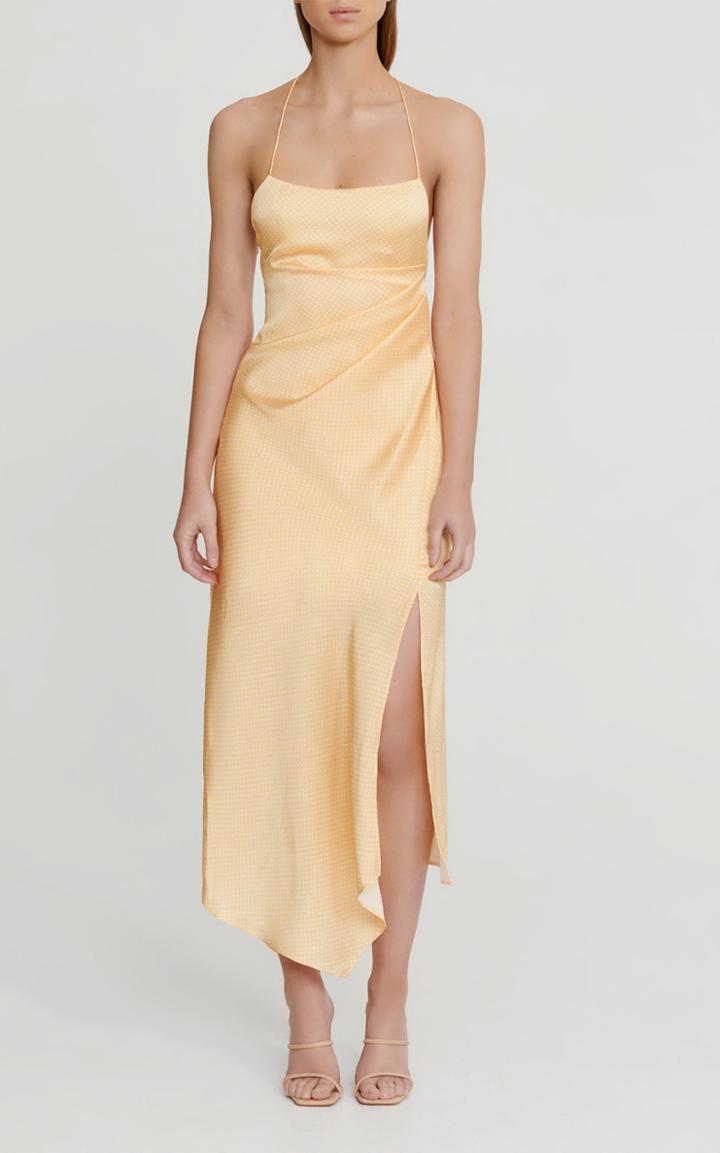 Moda Operandi Significant Other One Another Draped Jacquard Midi Halter Dress