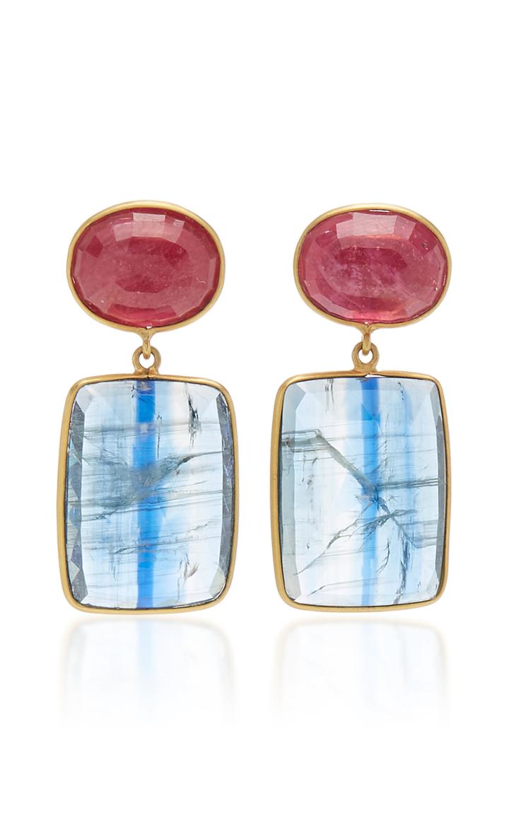 Bahina One Of A Kind Kyanite And Ruby Earrings
