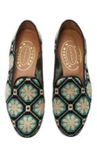Stubbs & Wootton Kent Black Needlepoint Slipper