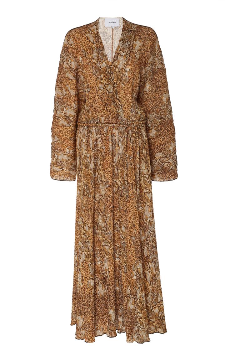 Nanushka Chul Snake 60's Belted Maxi Dress