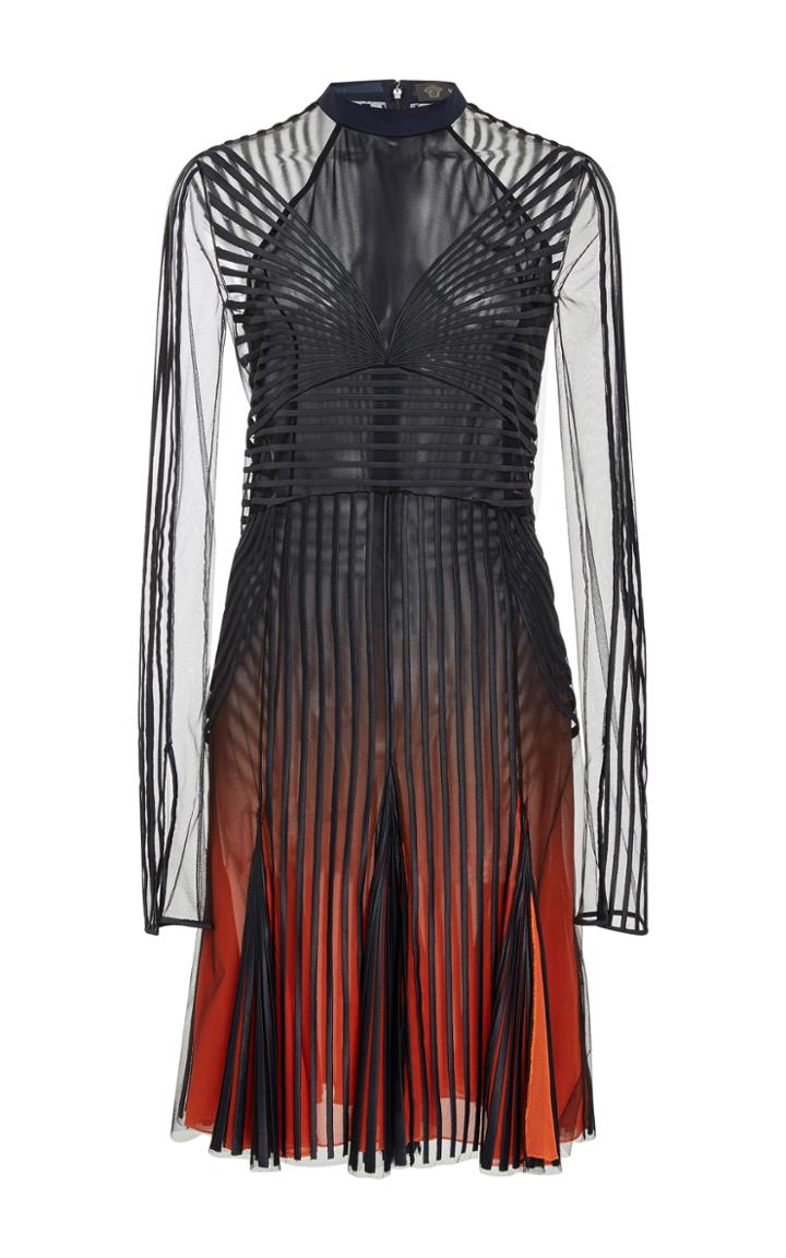 Versace Ribbed Tulle Degrade Dress