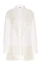 Moda Operandi Red Valentino Ruffled Organza And Poplin Blouse Size: 42