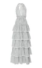 Loveshackfancy Clarissa Striped Tiered Halterneck Cotton Dress