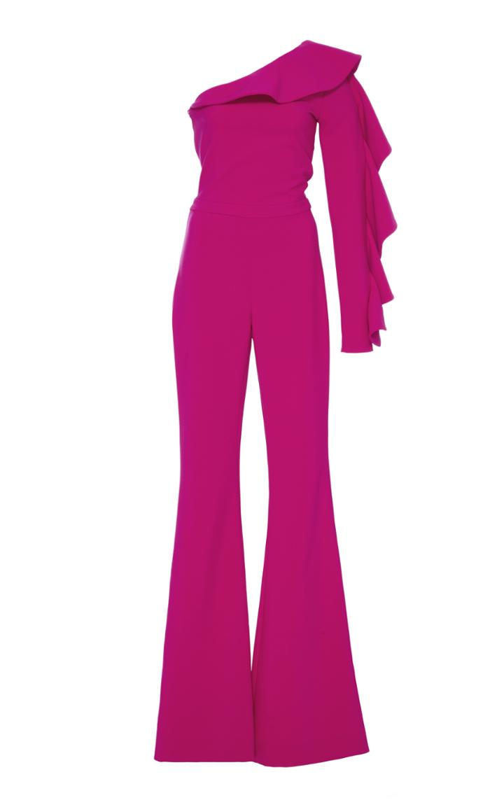 Christian Siriano Ruffled One Shoulder Jumpsuit