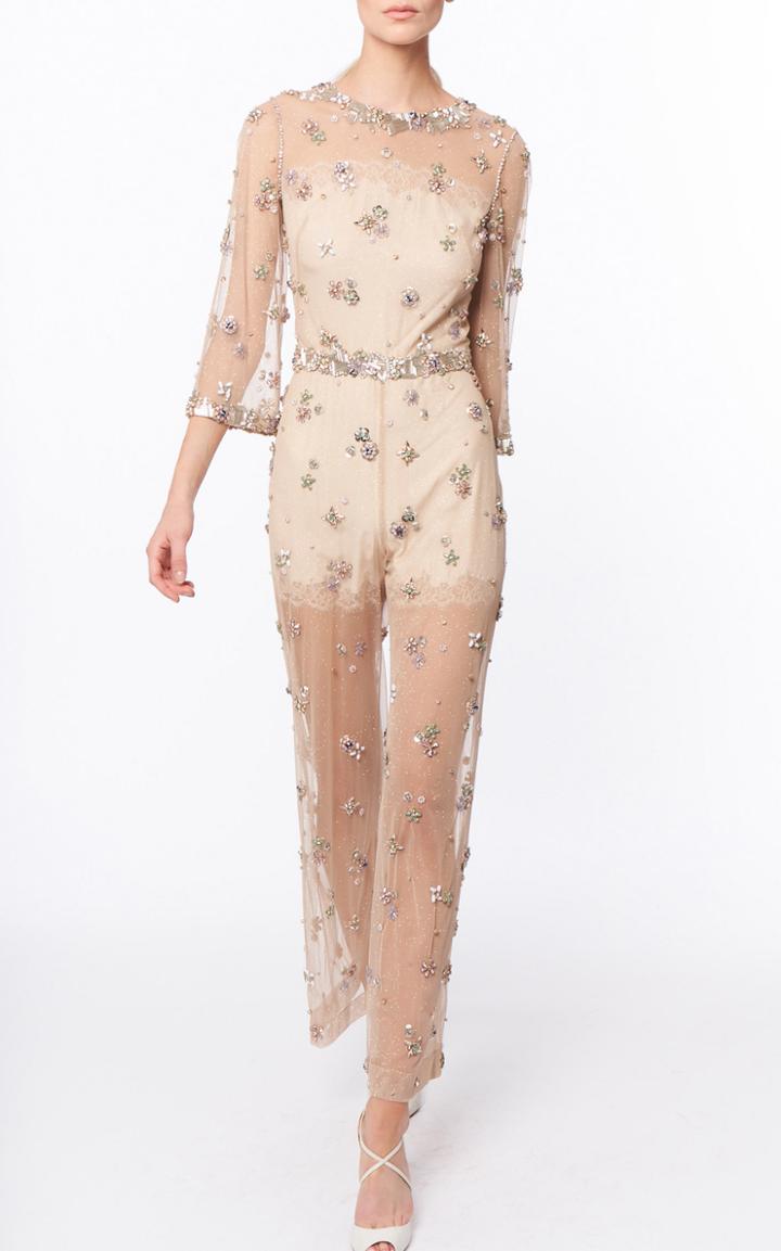 Moda Operandi Jenny Packham Easy Breezy Beaded Organza Jumpsuit