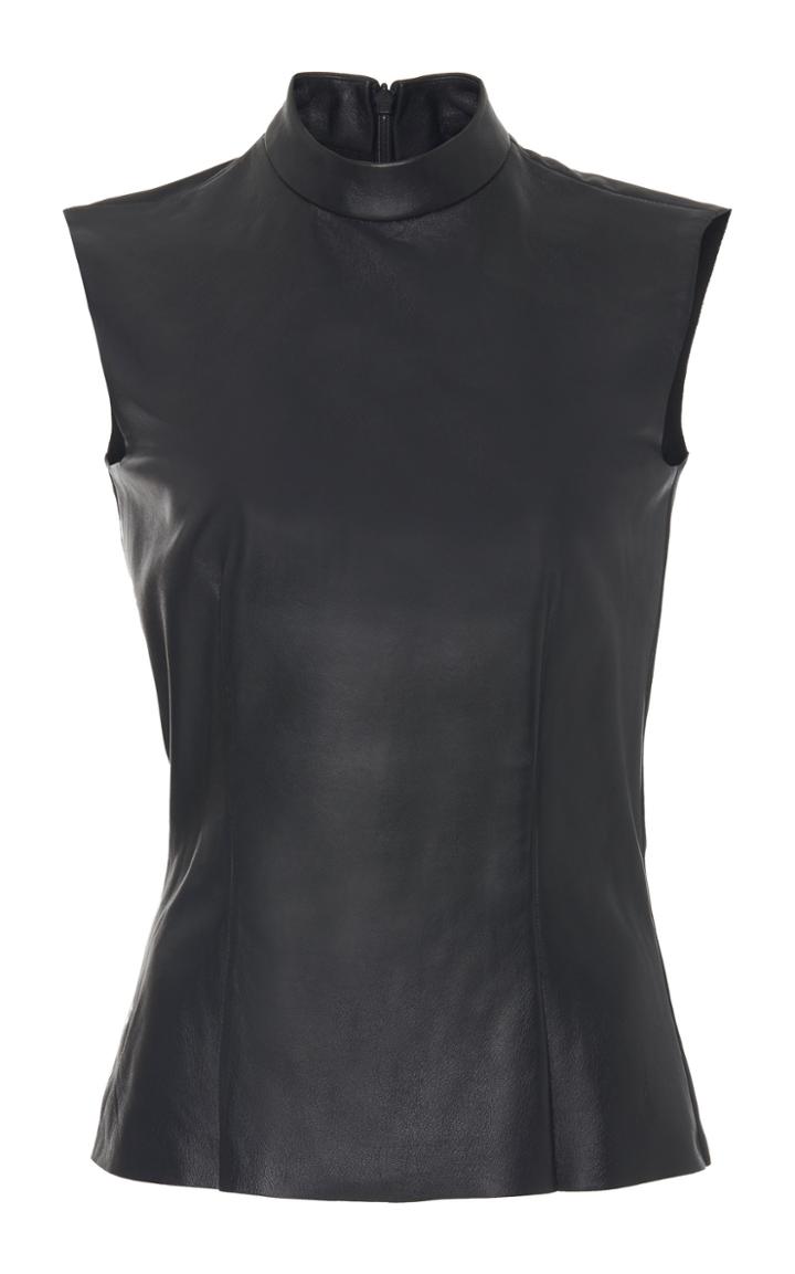 J. Mendel Sleeveless Leather Turtleneck Top
