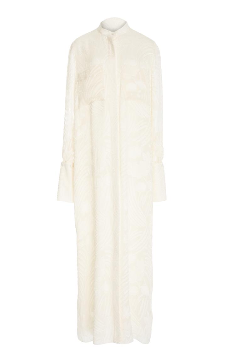 Adam Lippes Fil Coupe Silk Long Sleeve Shirtdress