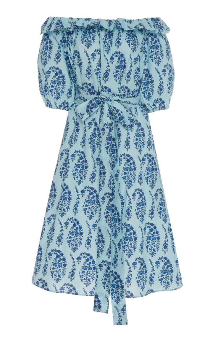Mds Stripes Amy Printed Cotton Midi Dress
