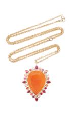 She Bee 14k Gold And Carnelian Pendant Necklace