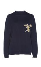 Delpozo Floral Embroidered Merino Wool Sweater