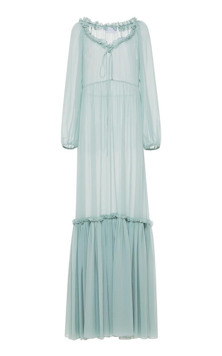 Luisa Beccaria Long Sleeve Flounce Dress