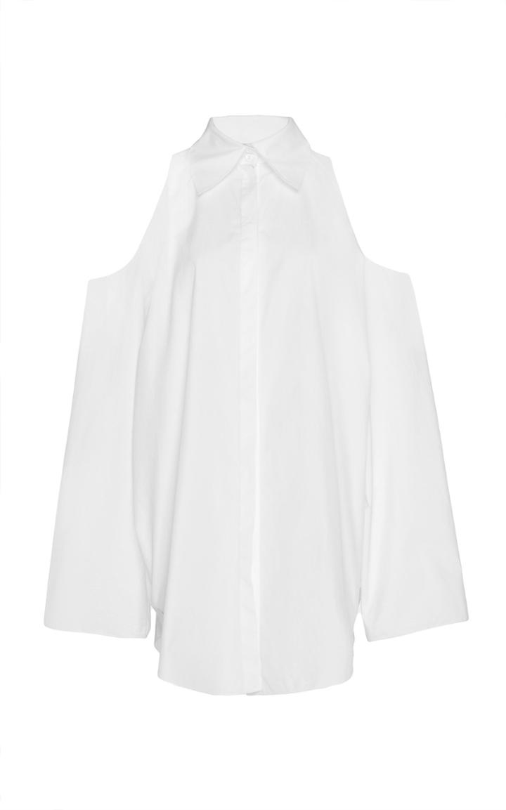 Nina Ricci Cold Shoulder Cotton Poplin Blouse