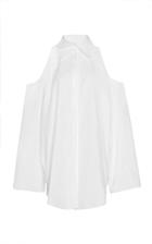 Nina Ricci Cold Shoulder Cotton Poplin Blouse