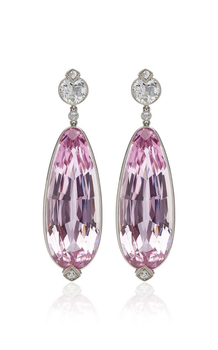Moda Operandi Stephen Russell One Of A Kind Platinum Kunzite And Diamond Earrings
