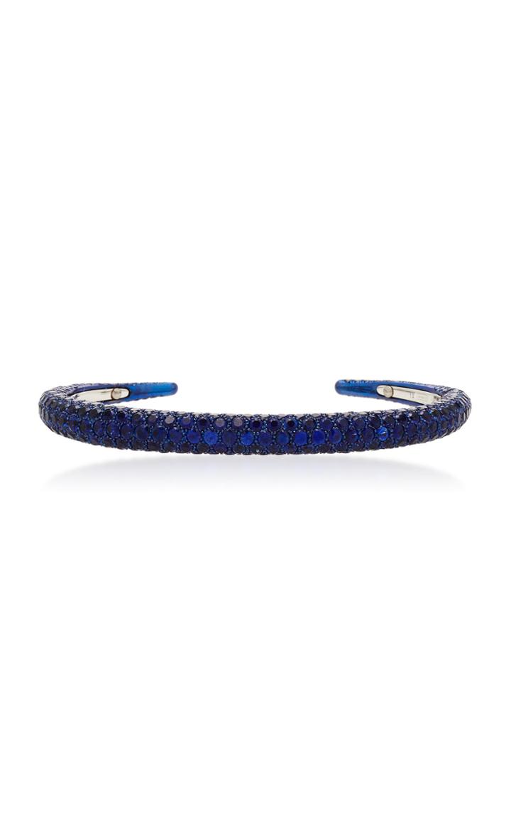 Busatti Piercing 18k White Gold Sapphire And Diamond Cuff Bracelet