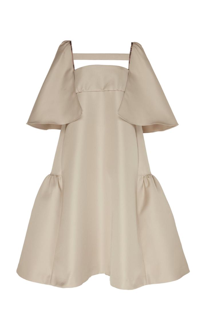 Rochas Ruffled Trapeze Duchess Satin Dress