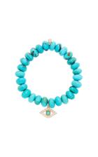 Sydney Evan Turquoise Bead Bracelet With Extra Large Pave Bezel Evil Eye