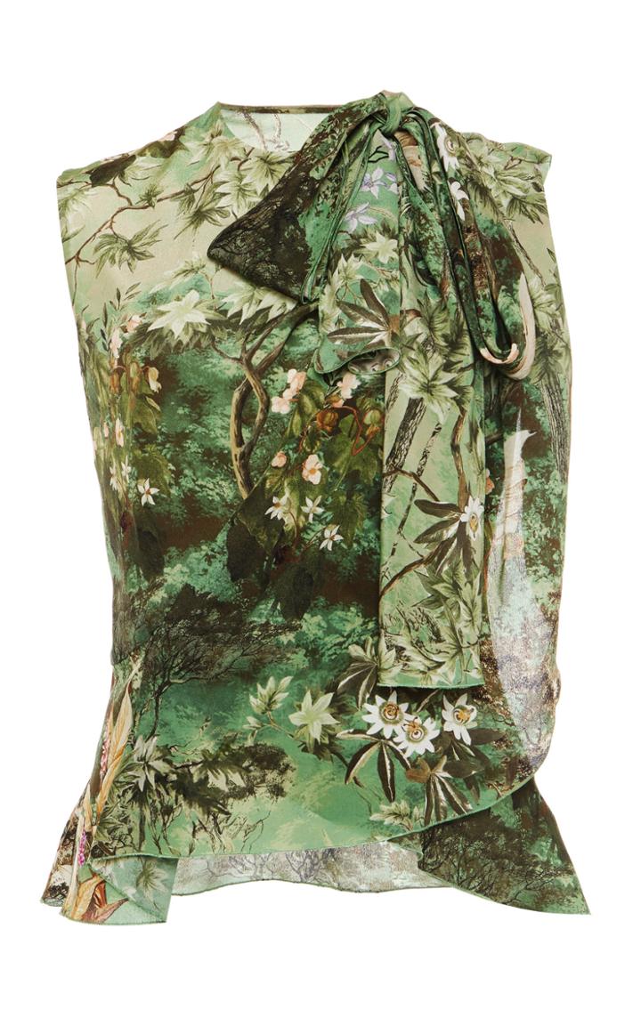 Moda Operandi Alberta Ferretti Printed Crepe De Chine Top