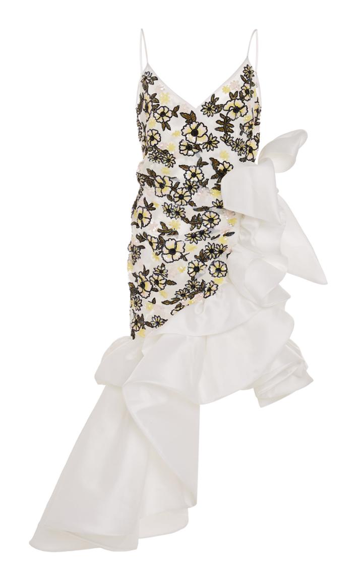 Rodarte Hand-beaded Satin-trimmed Tulle Dress