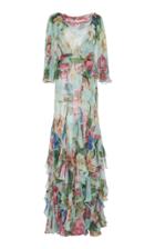 Dolce & Gabbana Floral-print Ruffled Silk Gown